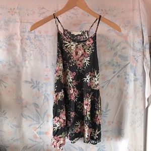 LA Hearts Black and Pink Floral Peplum Top